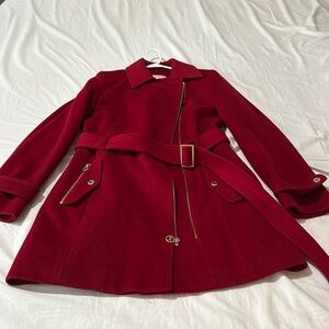 Michael Kors Collection Red Trench Coat Velvet